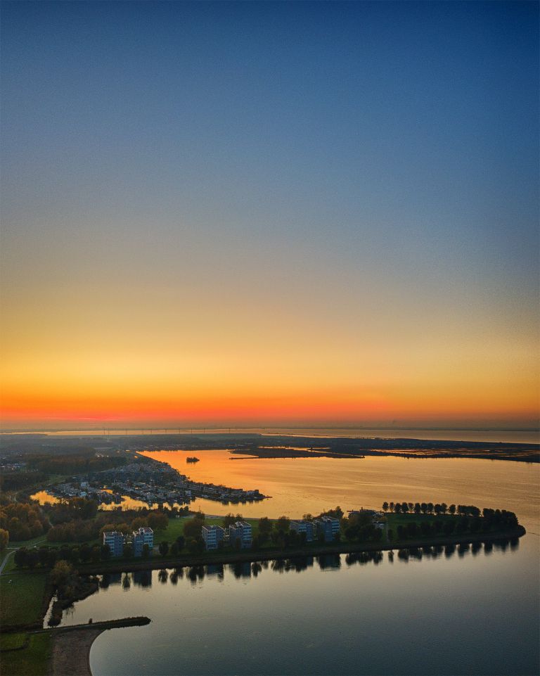 Lake Noorderplassen during sunset